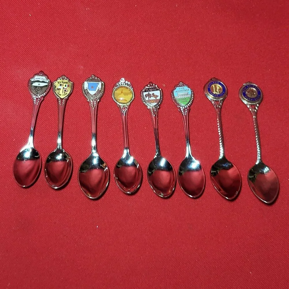 Vintage United States Mini Souvenir Collector State Spoons Lot of 8